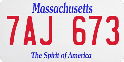 MA license plate 7AJ673