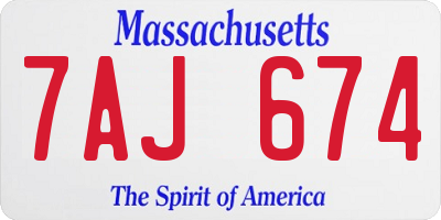 MA license plate 7AJ674