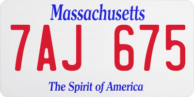 MA license plate 7AJ675