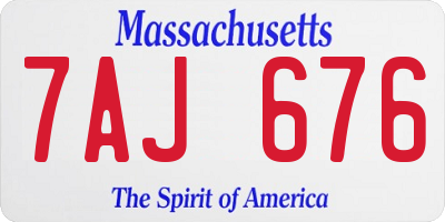 MA license plate 7AJ676
