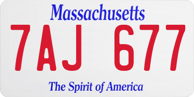 MA license plate 7AJ677