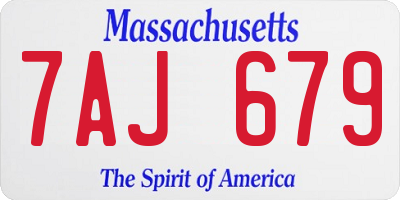 MA license plate 7AJ679