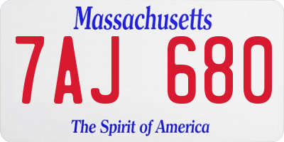 MA license plate 7AJ680