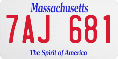 MA license plate 7AJ681