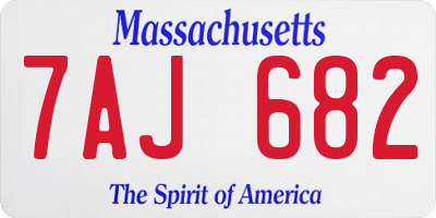 MA license plate 7AJ682