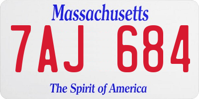 MA license plate 7AJ684