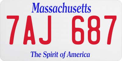 MA license plate 7AJ687
