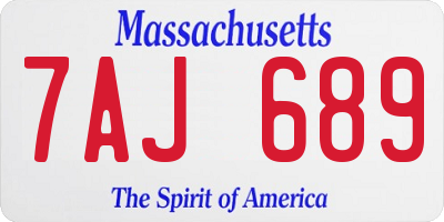 MA license plate 7AJ689