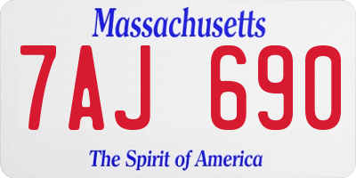 MA license plate 7AJ690