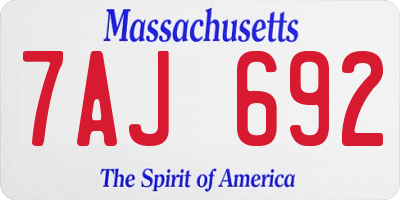 MA license plate 7AJ692