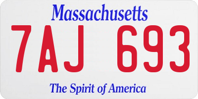 MA license plate 7AJ693