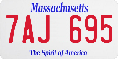 MA license plate 7AJ695