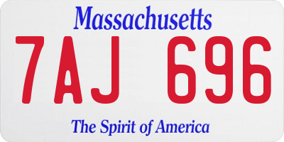 MA license plate 7AJ696