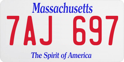 MA license plate 7AJ697