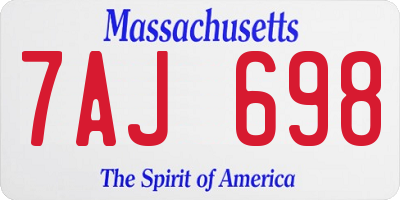 MA license plate 7AJ698