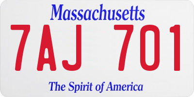 MA license plate 7AJ701