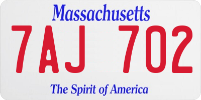 MA license plate 7AJ702