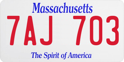 MA license plate 7AJ703