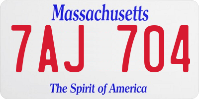 MA license plate 7AJ704
