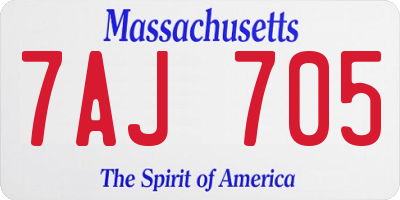 MA license plate 7AJ705