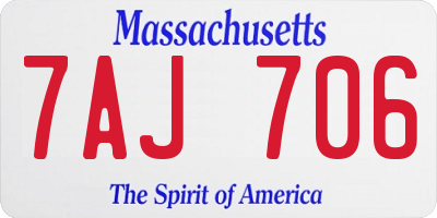 MA license plate 7AJ706