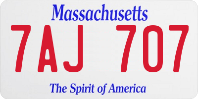 MA license plate 7AJ707