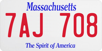 MA license plate 7AJ708