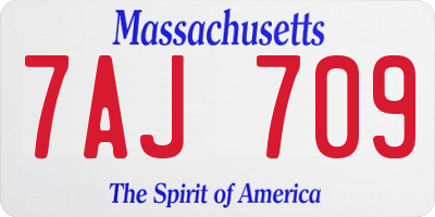 MA license plate 7AJ709