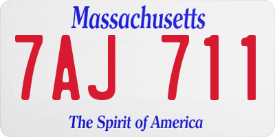 MA license plate 7AJ711