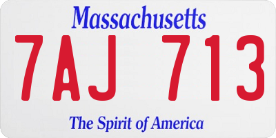 MA license plate 7AJ713