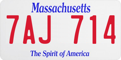 MA license plate 7AJ714