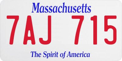 MA license plate 7AJ715