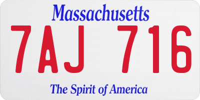 MA license plate 7AJ716