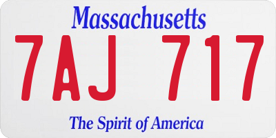 MA license plate 7AJ717