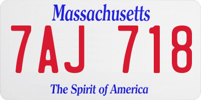 MA license plate 7AJ718