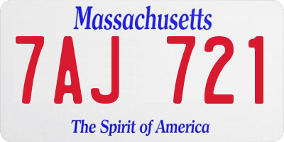 MA license plate 7AJ721