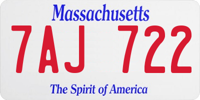 MA license plate 7AJ722