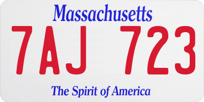MA license plate 7AJ723