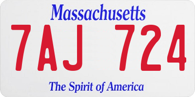 MA license plate 7AJ724