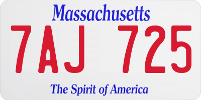 MA license plate 7AJ725