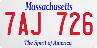 MA license plate 7AJ726