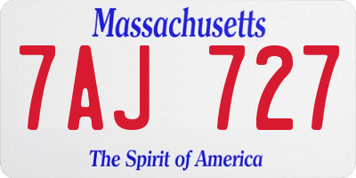 MA license plate 7AJ727