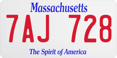 MA license plate 7AJ728