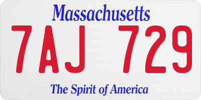 MA license plate 7AJ729