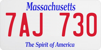 MA license plate 7AJ730