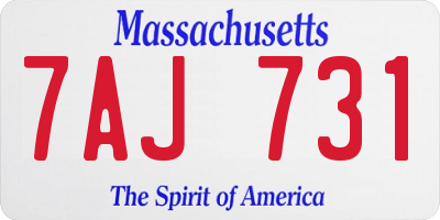 MA license plate 7AJ731