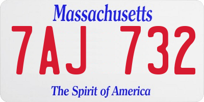 MA license plate 7AJ732