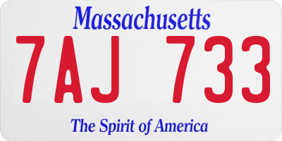 MA license plate 7AJ733