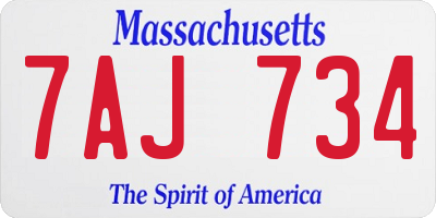 MA license plate 7AJ734