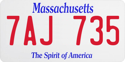 MA license plate 7AJ735